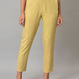 AURELIA Women Plus Size Regular Fit Cotton Cropped Cigarette Trousers-55