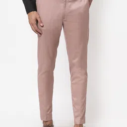 Sam and Jack Men Rose Gold Smart Skinny Fit Chambray Trousers-image-31