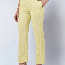 First Resort by Ramola Bachchan Women Checked Smart Mid-Rise Trousers-image-55