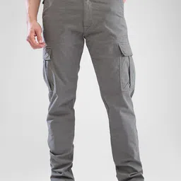 SPYKAR  Regular Fit Solid Cargo Trousers-image-10
