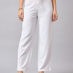 The Roadster Lifestyle Co. White Women Classic High-Rise Wrinkle Free Trouser-image-52