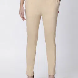 TWIN BIRDS Women Beige Straight Fit Solid Regular Trousers-picture-47
