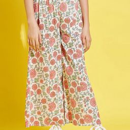 Cherry & Jerry Girls White Floral Printed Relaxed Cotton Trousers-image-66