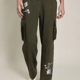 Bene Kleed Men Printed Plated Interlock Relaxed Fit Trousers-image-57