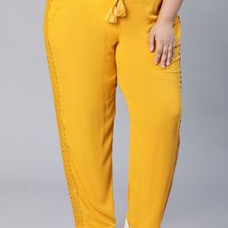 Oxolloxo Women Plus Size Relaxed Fit Lace Details Drawstring Trousers-picture-14