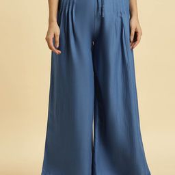 W Women Pleated Mid-Rise Wide Leg Palazzos-picture-14