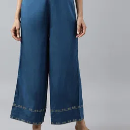 W Women Persian Blue Straight Parallel Pants-52