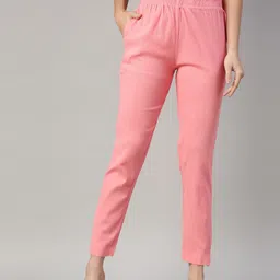GOLDSTROMS Women Pink Cigerette Trousers-image-12