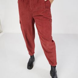 SASSAFRAS Women Rust Mid-Rise Pure Cotton Corduroy Trousers-image-10