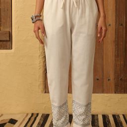 House of Chikankari Women Relaxed Straight Leg Straight Fit Trousers-image-48
