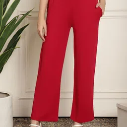 NEUDIS Women Solid Smart Straight Fit Parallel Trousers-picture-4