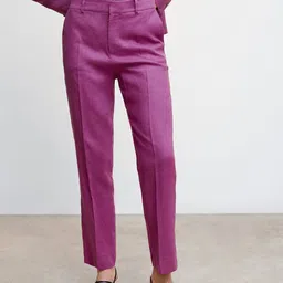 MANGO Women Linen Straight Fit Trousers-image-68
