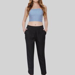 TITTLI Women Mid-Rise Comfort Straight Fit Pleated Silk Cigarette Trousers-image-85