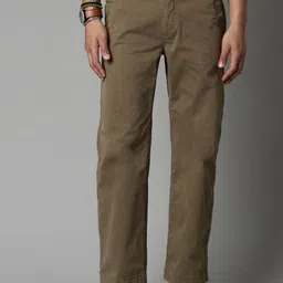 Breakbounce Men Olive Green Comfort Straight Fit Trousers-image-71