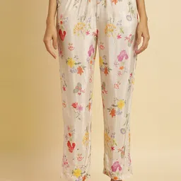 W Women Floral Printed Mid-Rise Straight Fit Trousers-97