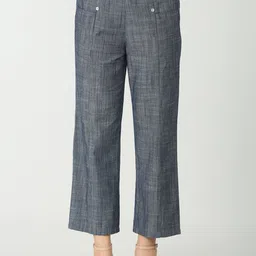 Mustard Women Relaxed Straight Leg Mid-Rise Parallel Trousers-image-57