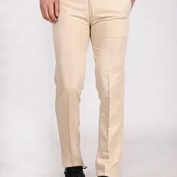 TAHVO Men Relaxed Straight Leg Mid-Rise Formal Trousers-image-79