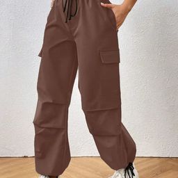 Next One Women Smart High-Rise Baggy Fit Parachute Cargo Trouser-image-97