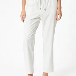 Koton Women Striped High-Rise Regular Trousers-image-93