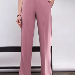 SASSAFRAS Women Pink Straight Fit High-Rise Bootcut Trousers-image-47