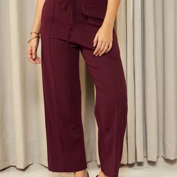 STYLECAST X KASSUALLY Women Straight Fit High-Rise Plain Parallel Trousers-image-41