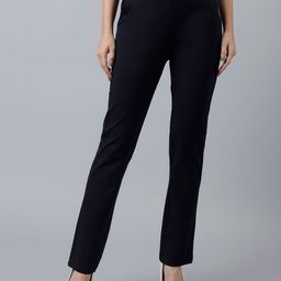Xpose Women Comfort High-Rise Slim Fit Plain Regular Trousers-image-62