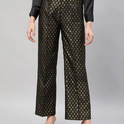 Orchid Blues Women Floral Printed High-Rise Trousers-image-3