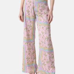 Kazo Women Floral Printed Flared High-Rise Trousers-26