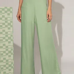 20Dresses Women Green Flared High-Rise Trouser-image-25