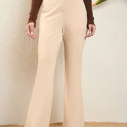 MAGRE Flex Fit Solid Flared High-Rise Trousers-picture-4