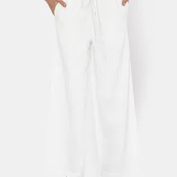 I Love She Women White Relaxed High-Rise Trousers-image-18