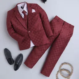 BAESD Boys Checked Single-Breasted 5 Piece Suits-image-81