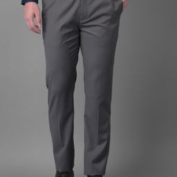 Canary London Men Grey Smart Slim Fit Wrinkle Free Trousers-image-111