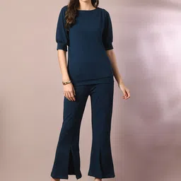 Myshka Women Comfort Flared Wrinkle Free Trousers-image-35