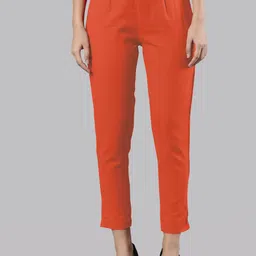 Femmora Women Comfort Pleated Cropped Cigarette Trousers-picture-4