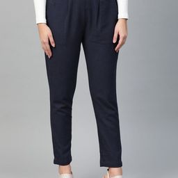 KALINI Women Regular Fit Mid-Rise Pleated Trousers-image-61