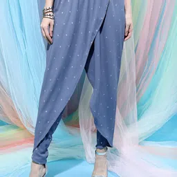 Vishudh Women Blue Geometric Printed Pleated Trousers-image-43