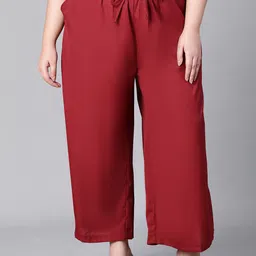 Oxolloxo Plus Size Flared Fit Elasticated Palazzos-picture-55