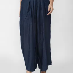 Van Heusen Woman Women Navy Blue Pleated Trouser-image-6