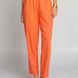 KIABI Women High-Rise Pleated Regular Fit Trousers-picture-0