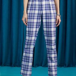 Virgio Women Checked High-Rise Cotton Regular Trousers-image-21