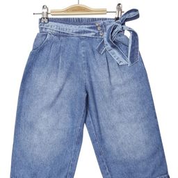 Peppermint Girls Relaxed Loose Fit Loose Fit High-Rise Pleated Pure Cotton Denim Trousers-picture-22