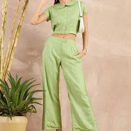 First Resort by Ramola Bachchan Women Smart Flared Pleated Trousers-image-68