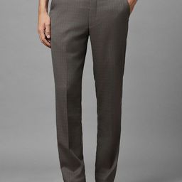 Louis Philippe Men Checked Mid Rise Plain Slim Fit Formal Trousers-image-72