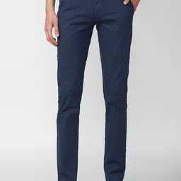 V Dot Men Blue Checked Slim Fit Trousers-image-39