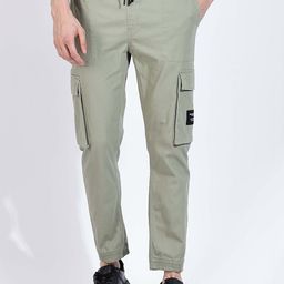 HERE&NOW Men Slim Fit Mid - Rise Cargo Joggers-picture-36