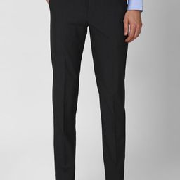Peter England Men Charcoal Grey Checked Slim Fit Formal Trousers-image-56