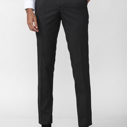 Peter England Men Checked Slim Fit Formal Trousers-image-13