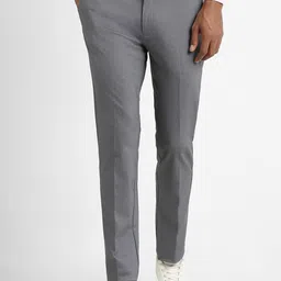 Peter England Men Slim Fit Mid-Rise Plain Formal Trousers-image-49