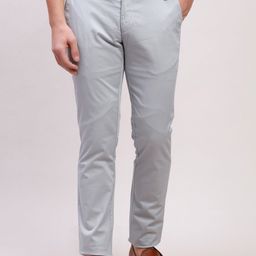 ColorPlus Men Mid-Rise Zip Flat-Front Cotton Slim Fit Regular Trouser-image-60